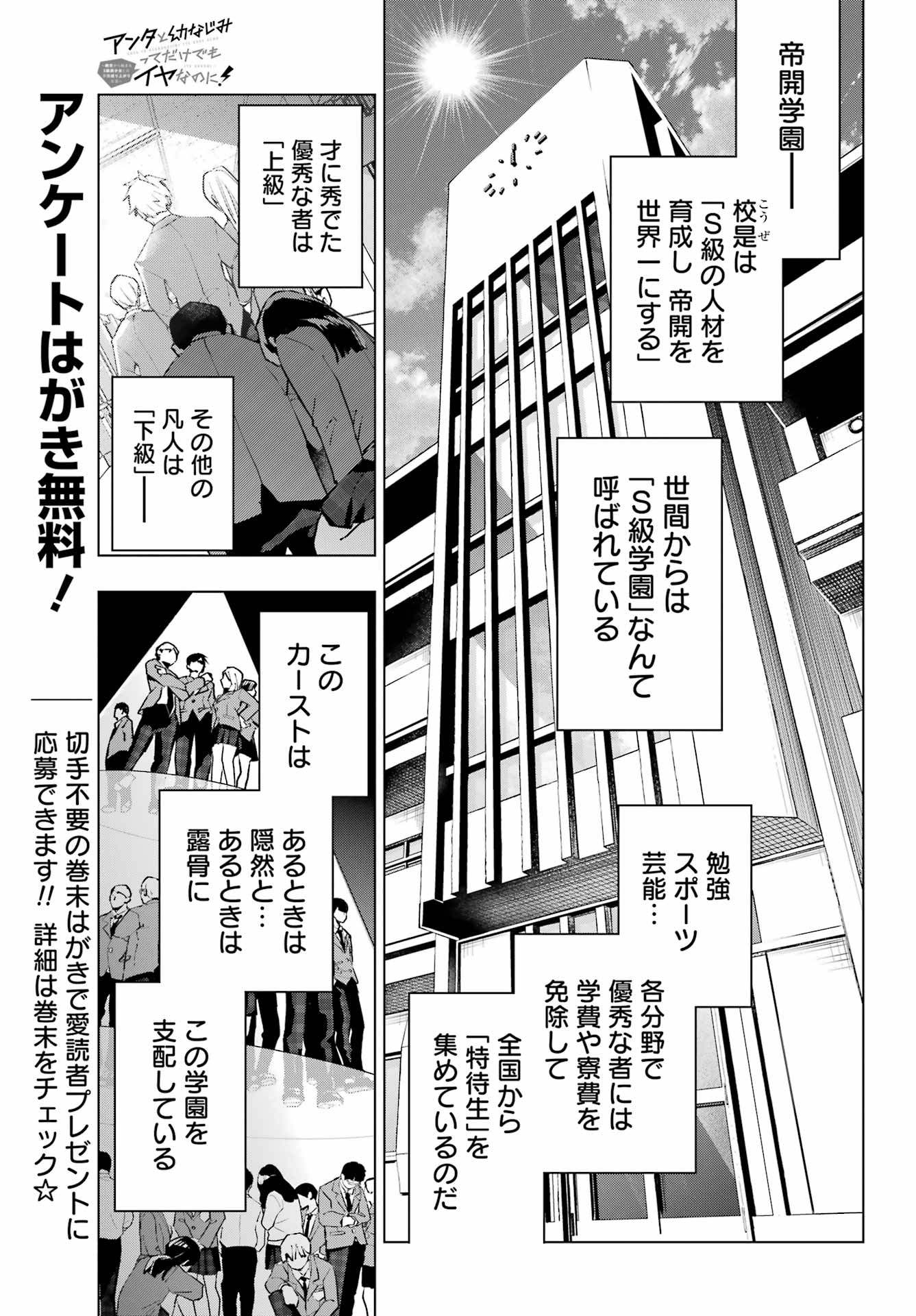 Anta to Osananajimitte dake demo Iyananoni! ~Zekkou kara Hajimaru S-kyuu Bishoujo to no Gakuen Nariagari Seikatsu~ Chap 1 - Next Chap 2