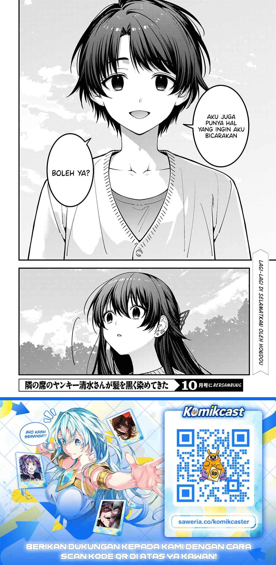 Tonari no Seki no Yankee Shimizu-san ga Kami o Kuroku Sometekita Chap 21 - Next Chap 22