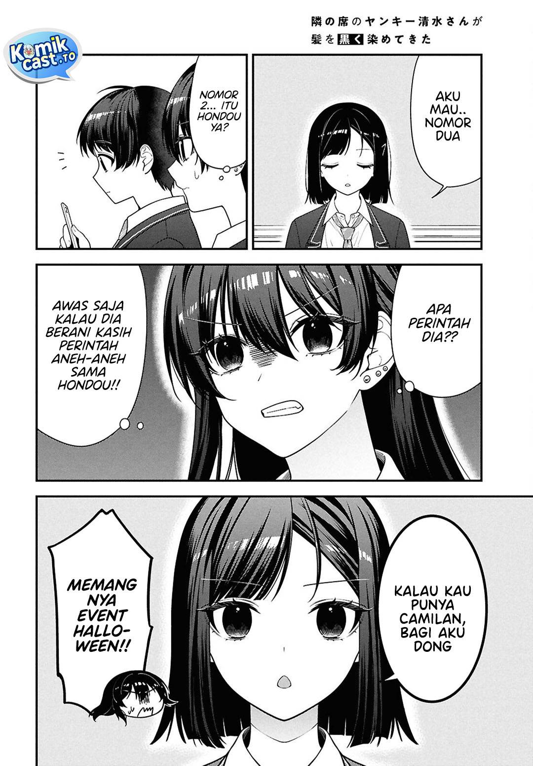 Tonari no Seki no Yankee Shimizu-san ga Kami o Kuroku Sometekita Chap 14 - Next Chap 15