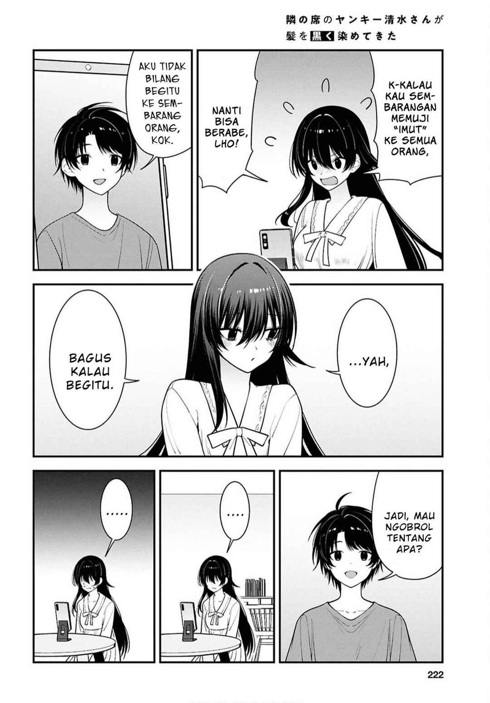 Tonari no Seki no Yankee Shimizu-san ga Kami o Kuroku Sometekita Chap 17 - Next Chap 18
