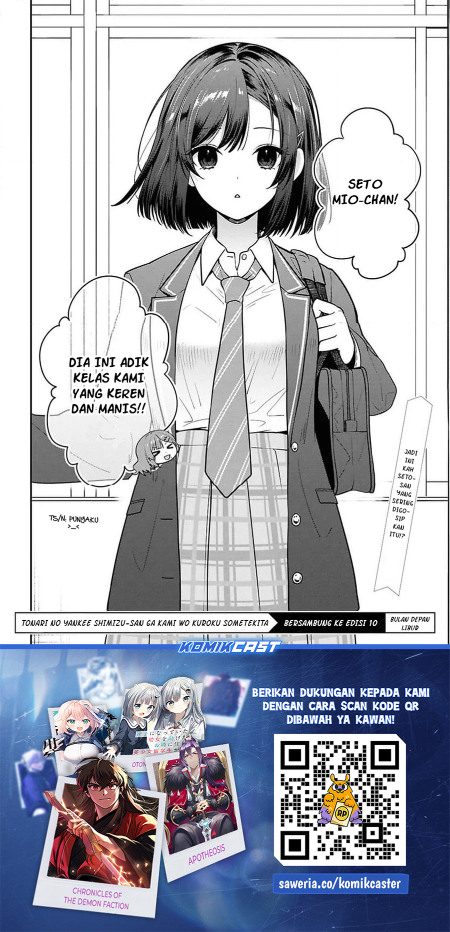 Tonari no Seki no Yankee Shimizu-san ga Kami o Kuroku Sometekita Chap 10 - Next Chap 11