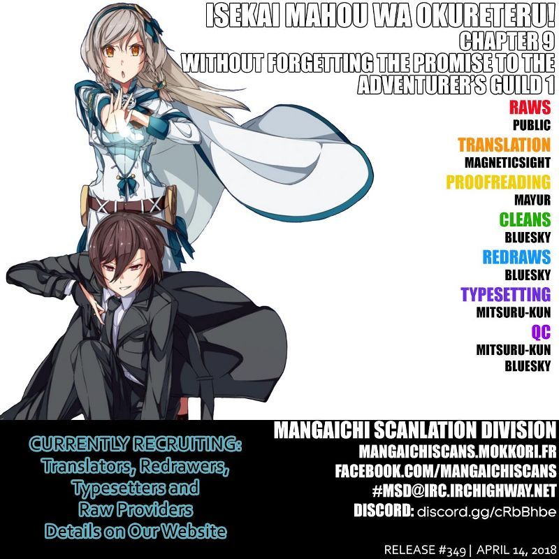 Isekai Mahou wa Okureteru! Chap 9 - Next Chap 10