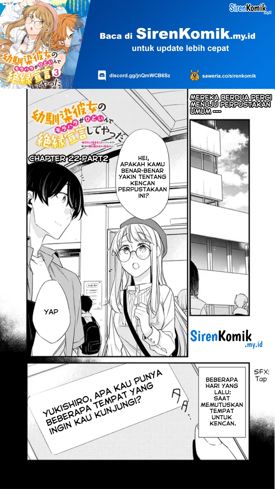 Osananajimi Kanojo no Morahara ga Hidoin de Zetsuen Sengen shite Yatta Chap 22.2 - Next Chap 23.2