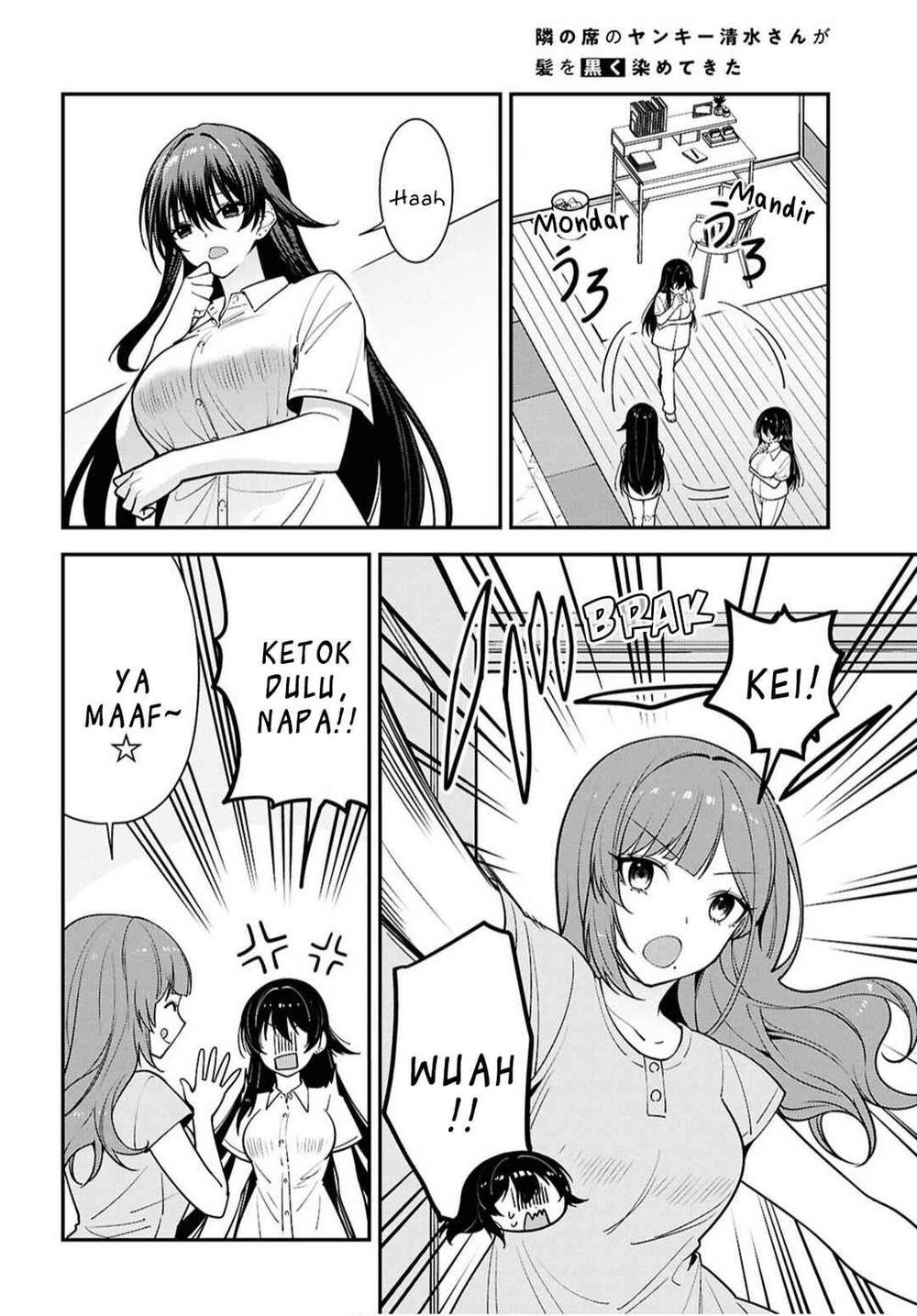 Tonari no Seki no Yankee Shimizu-san ga Kami o Kuroku Sometekita Chap 17 - Next Chap 18