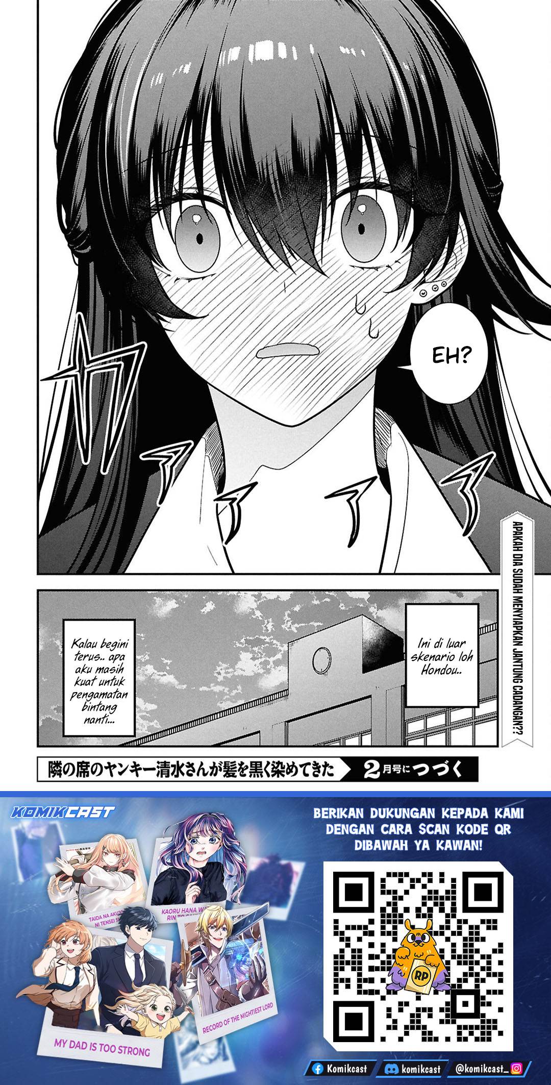 Tonari no Seki no Yankee Shimizu-san ga Kami o Kuroku Sometekita Chap 14 - Next Chap 15