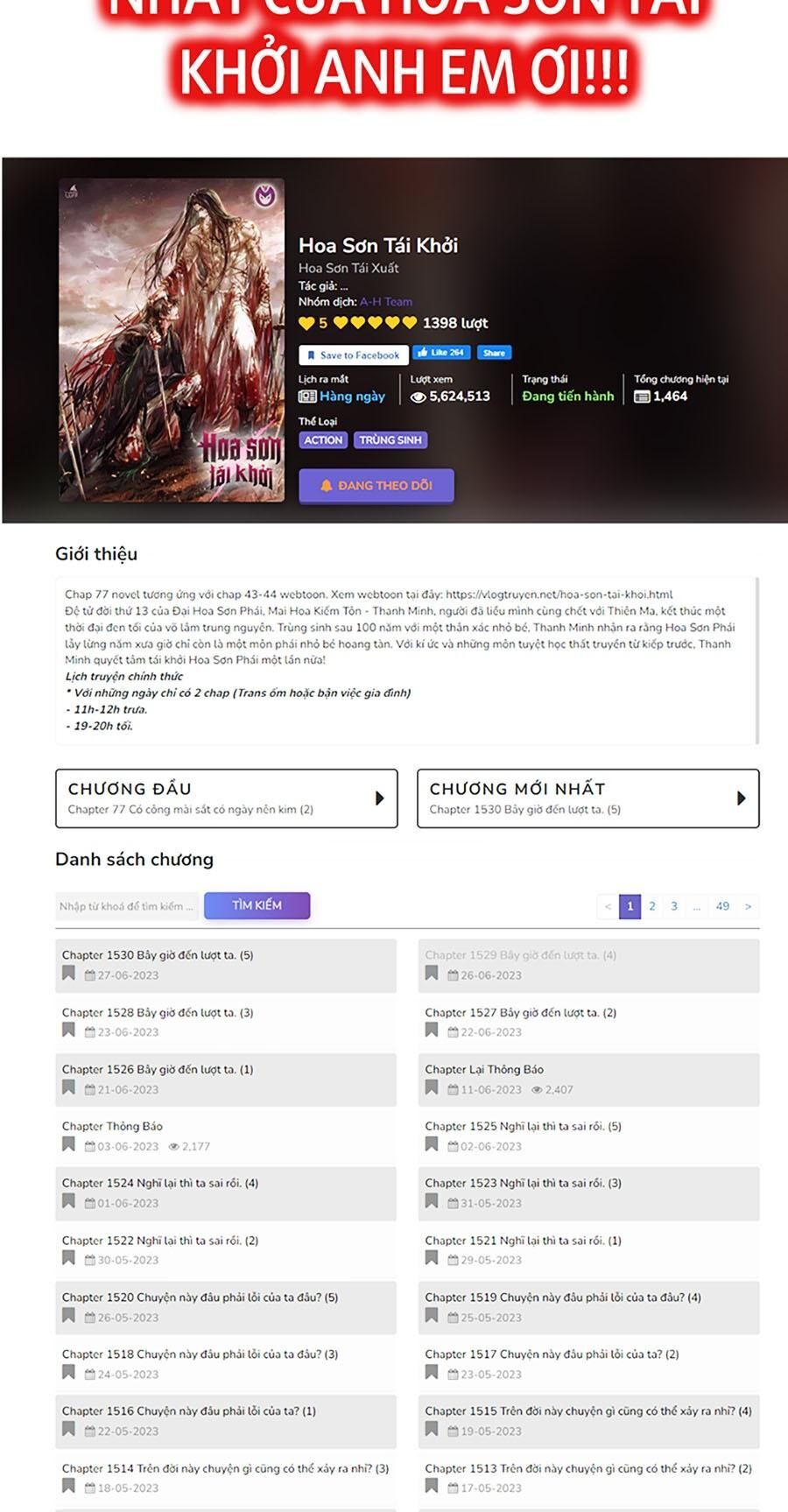 Hoa Sơn Tái Khởi Chap 107 - Next Chap 108